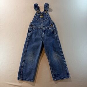 Vintage OshKosh B'gosh Overalls 4T Denim Vestbak Blue Jeans USA Made Kids